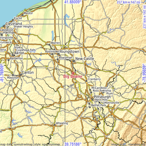 Topographic map of Big Beaver