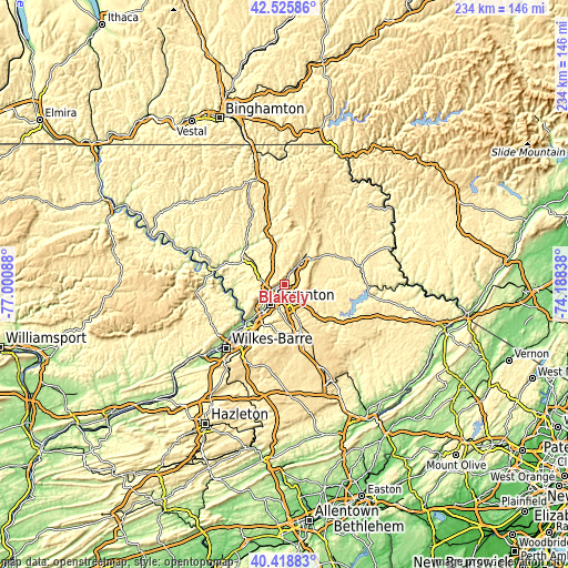 Topographic map of Blakely