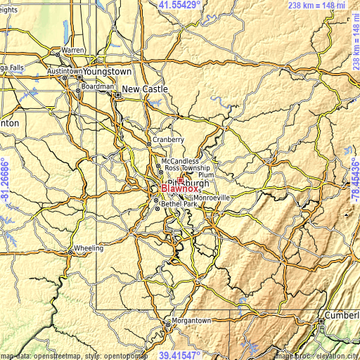 Topographic map of Blawnox