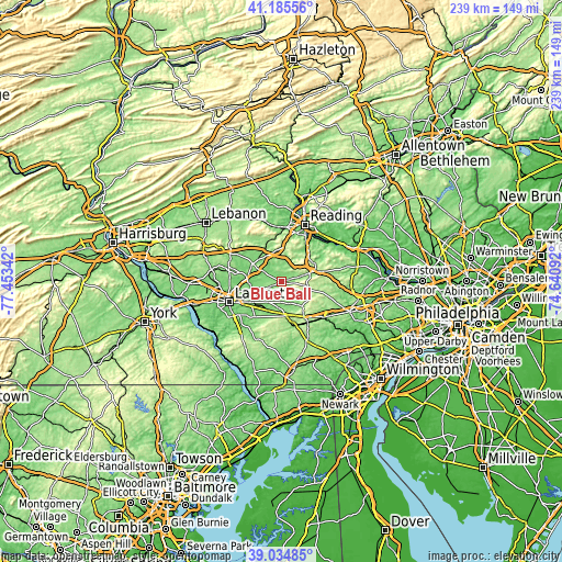 Topographic map of Blue Ball