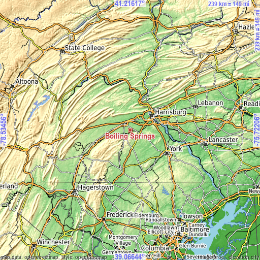 Topographic map of Boiling Springs