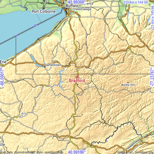 Topographic map of Bradford