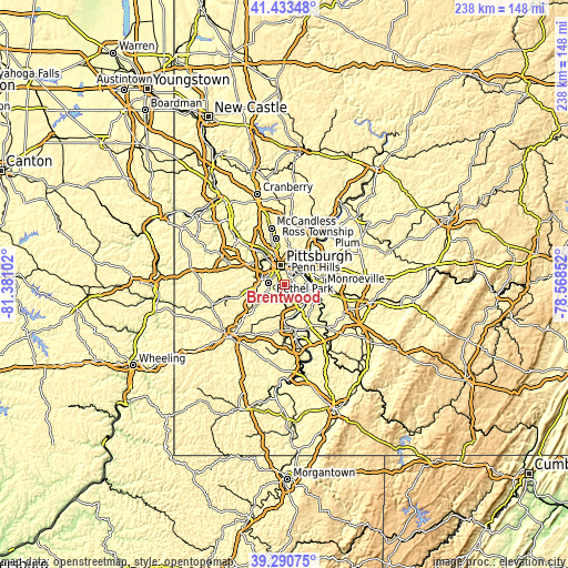 Topographic map of Brentwood