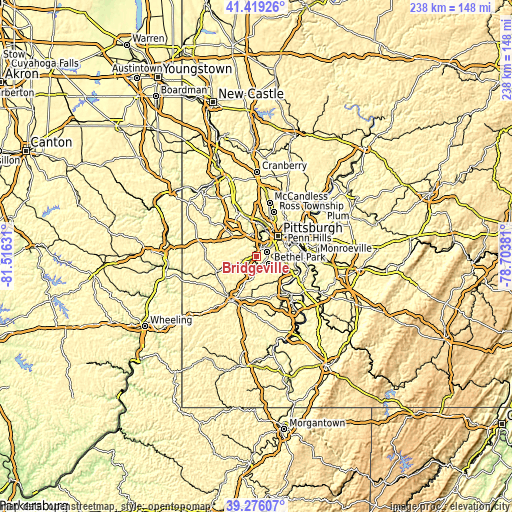 Topographic map of Bridgeville