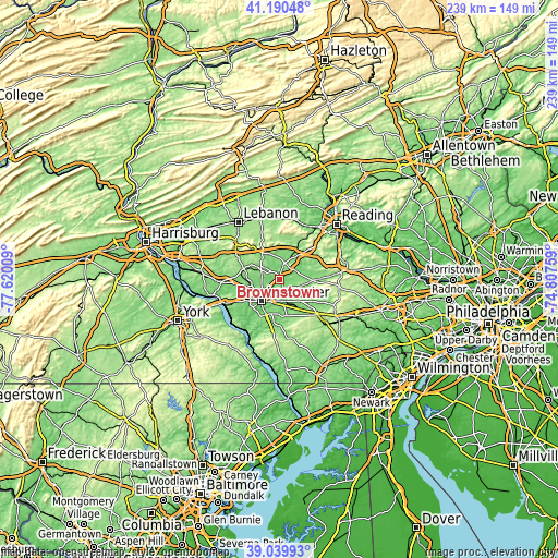 Topographic map of Brownstown