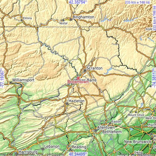 Topographic map of Browntown