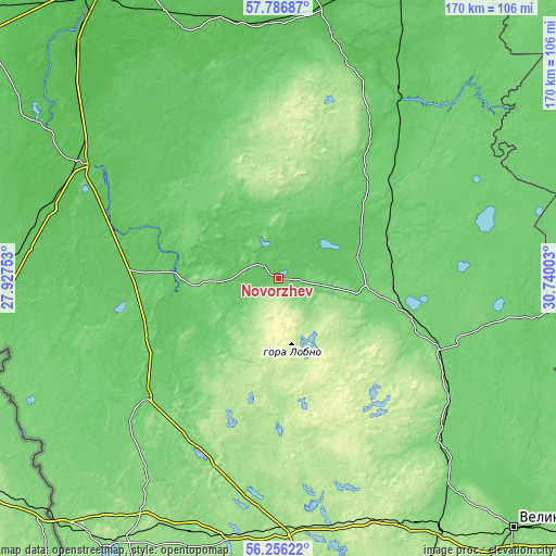 Topographic map of Novorzhev