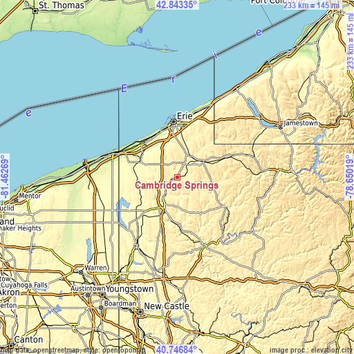 Topographic map of Cambridge Springs