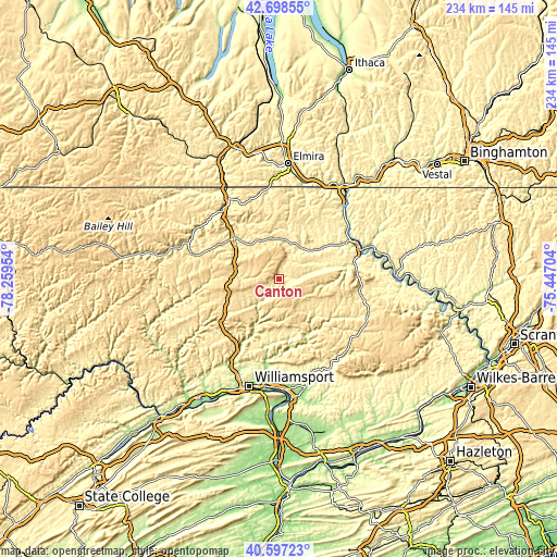 Topographic map of Canton