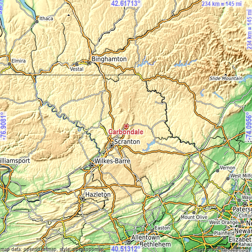 Topographic map of Carbondale