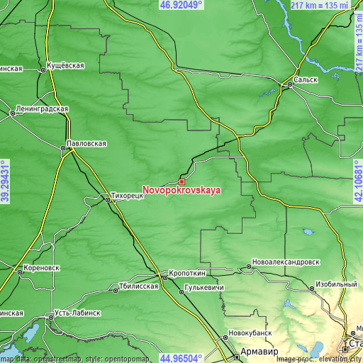 Topographic map of Novopokrovskaya