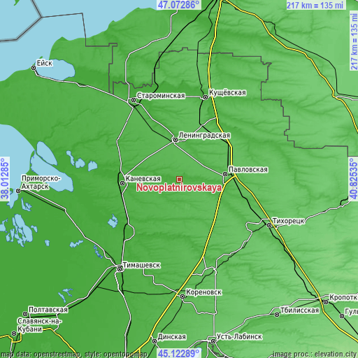 Topographic map of Novoplatnirovskaya