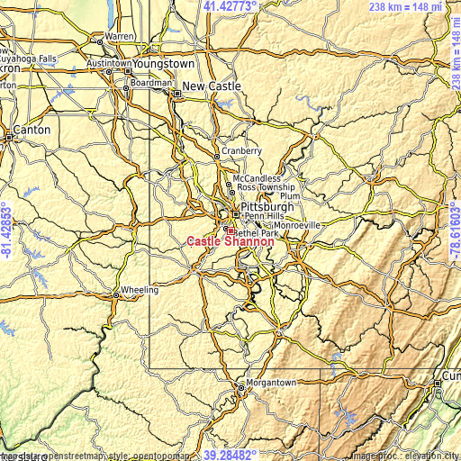 Topographic map of Castle Shannon