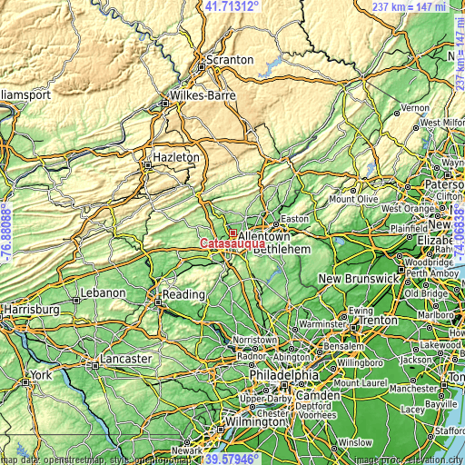 Topographic map of Catasauqua