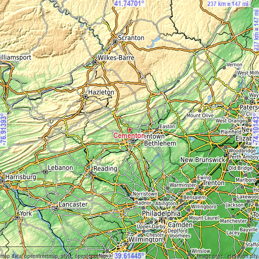 Topographic map of Cementon