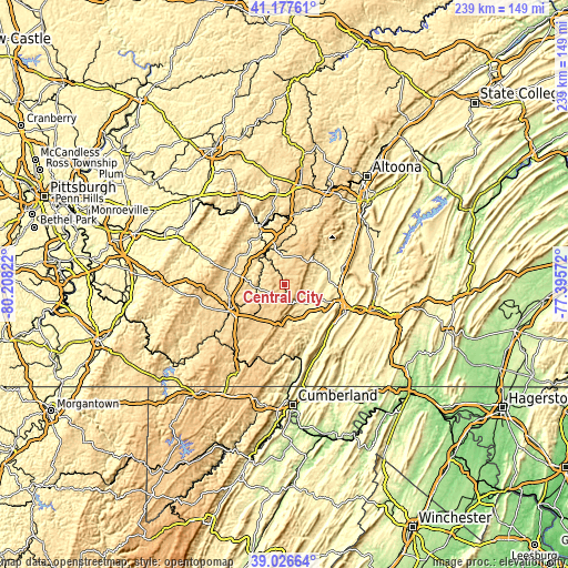 Topographic map of Central City