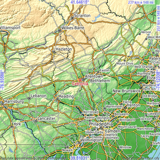 Topographic map of Cetronia