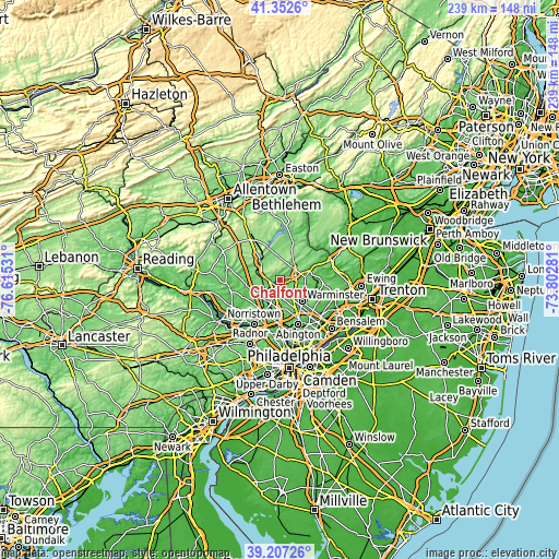 Topographic map of Chalfont