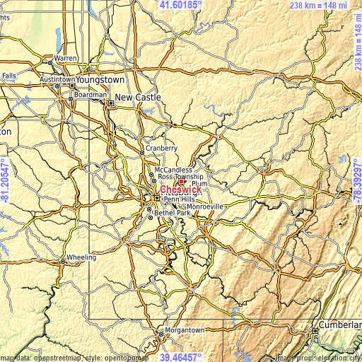 Topographic map of Cheswick