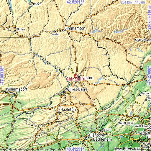 Topographic map of Chinchilla