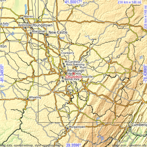 Topographic map of Churchill