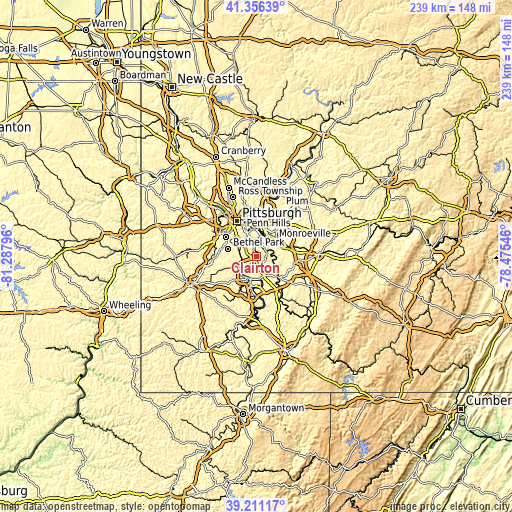 Topographic map of Clairton