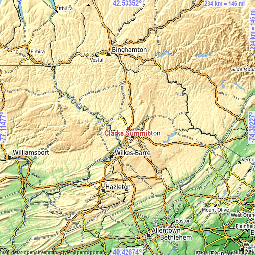 Topographic map of Clarks Summit