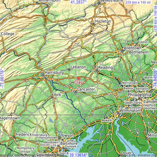 Topographic map of Clay