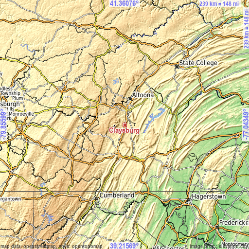 Topographic map of Claysburg