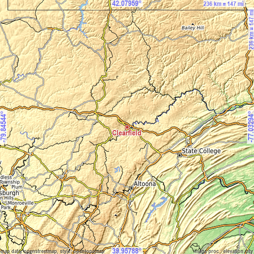 Topographic map of Clearfield