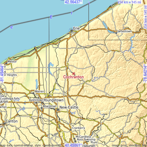 Topographic map of Cochranton