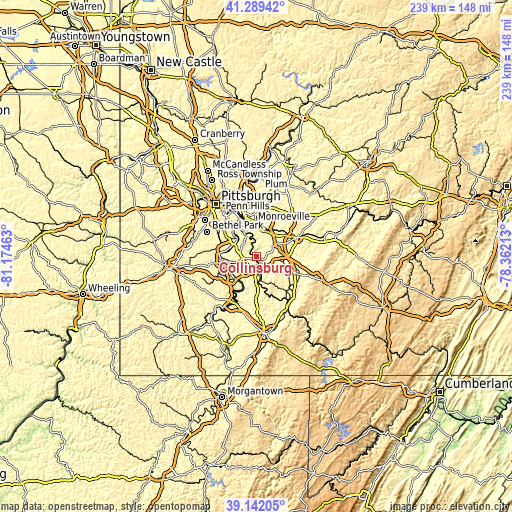 Topographic map of Collinsburg