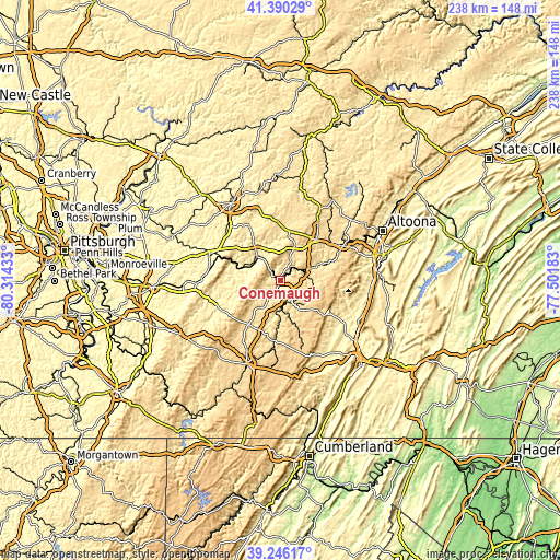 Topographic map of Conemaugh