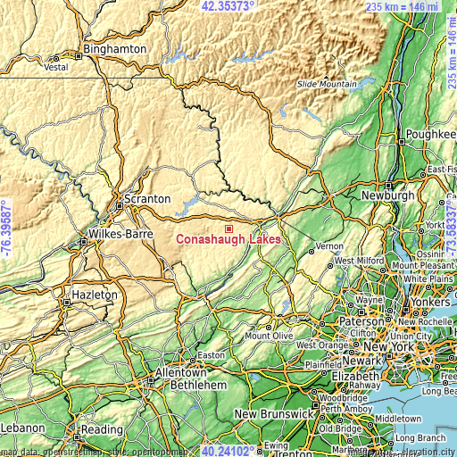 Topographic map of Conashaugh Lakes