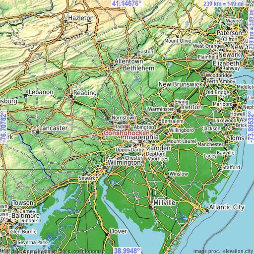 Topographic map of Conshohocken