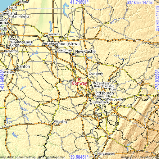 Topographic map of Conway