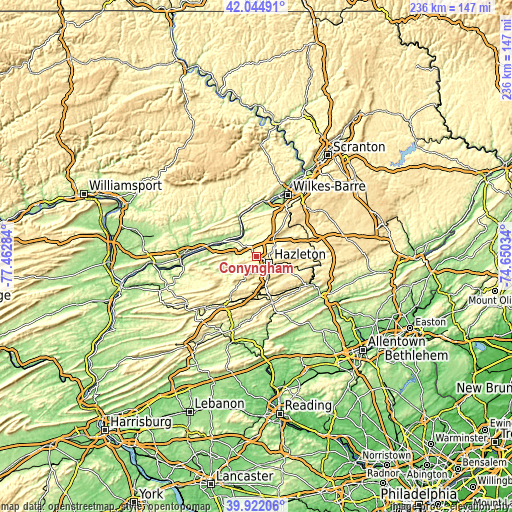 Topographic map of Conyngham