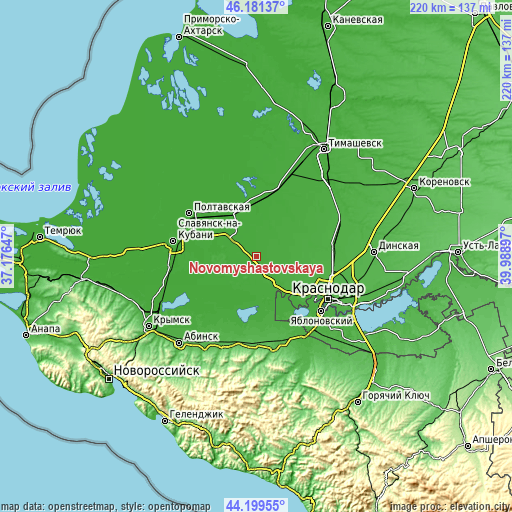 Topographic map of Novomyshastovskaya
