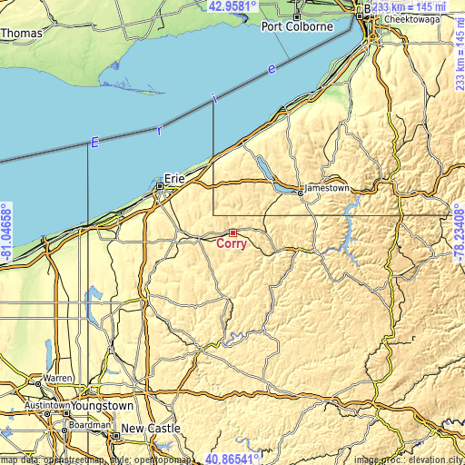 Topographic map of Corry