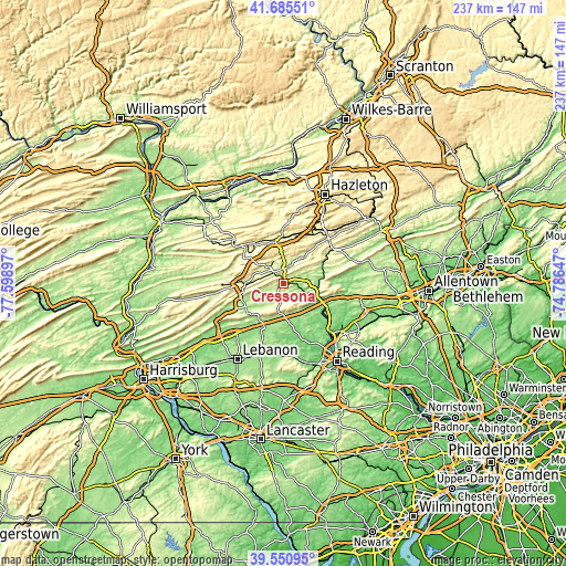 Topographic map of Cressona