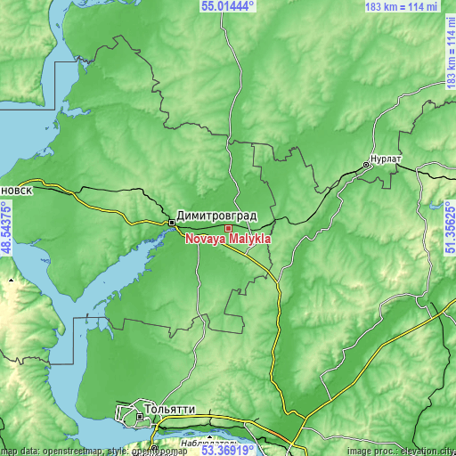 Topographic map of Novaya Malykla