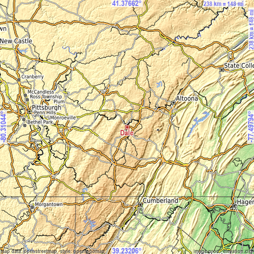 Topographic map of Dale