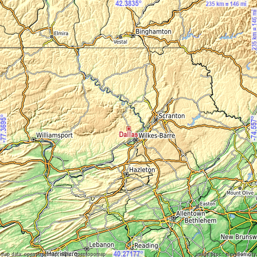 Topographic map of Dallas