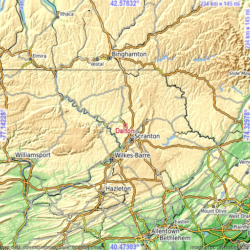 Topographic map of Dalton