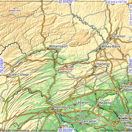 Topographic map of Danville