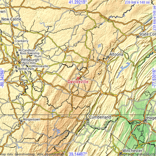 Topographic map of Davidsville