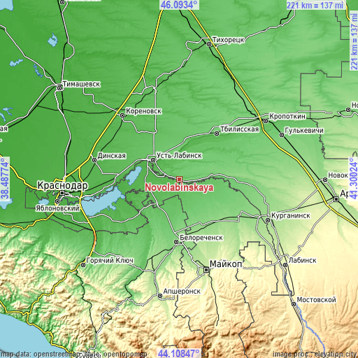 Topographic map of Novolabinskaya