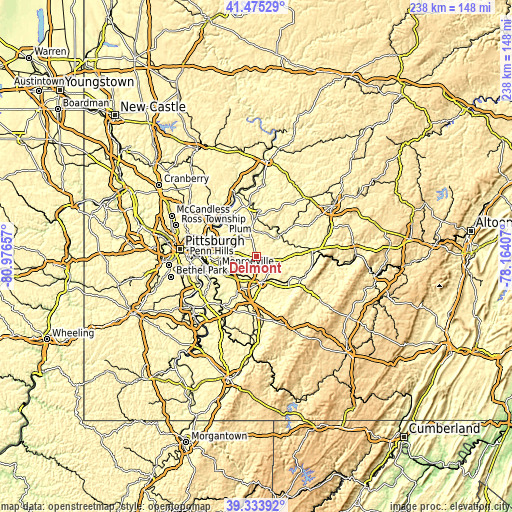 Topographic map of Delmont