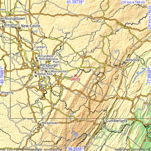 Topographic map of Derry