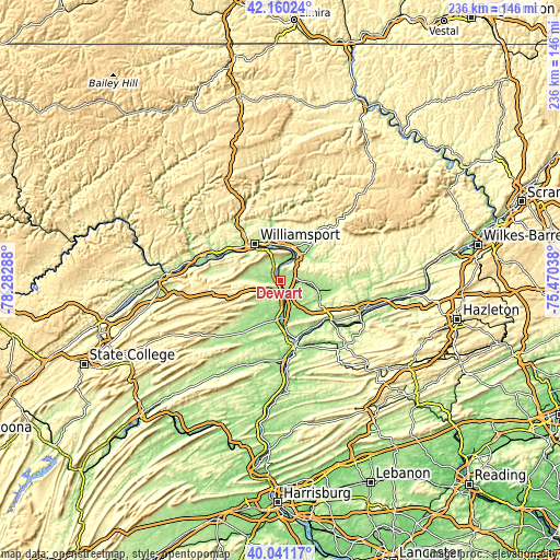 Topographic map of Dewart